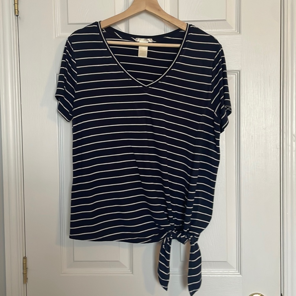 Matty M tie waist striped t-shirt
